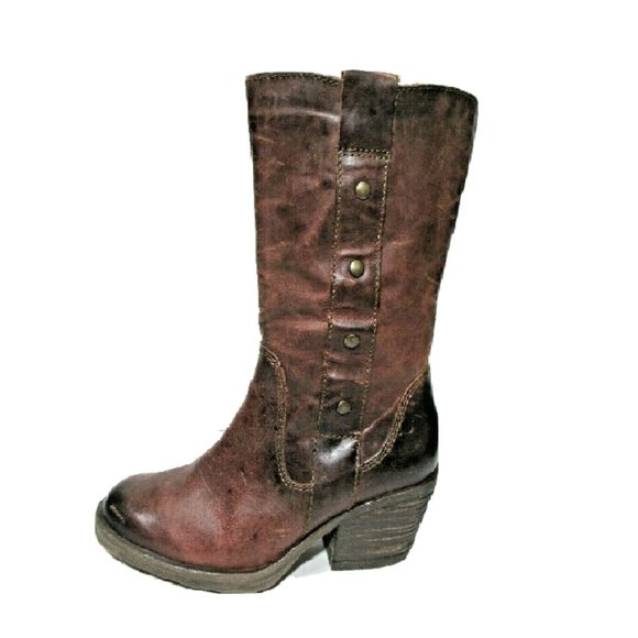 Born Shoes - Born Womens Brown Leather Boots Mid Calf Size 6 US /36.5 EU